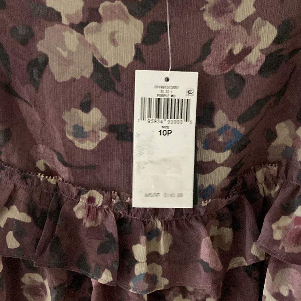 NWT Lauren Ralph Lauren Women's Floral Crinkle Georgette Tiered Skirt Purple - Picture 9 of 10